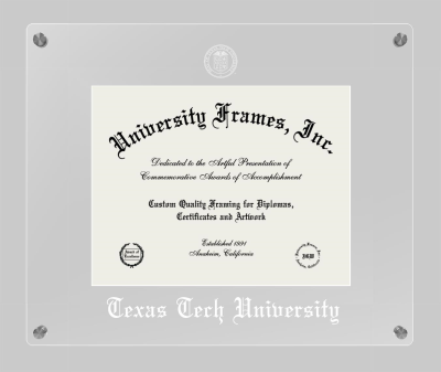 Texas Tech University Lucent Clear-over-Clear Frame in Lucent Clear Moulding with Lucent Clear Mat for document: 8 1/2"h x 11"w  