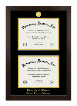 University of Missouri Sinclair School of Nursing Double Degree (Stacked) Frame in Manhattan Espresso with Black & Gold Mats for document: 8 1/2"h x 11"w  , document: 8 1/2"h x 11"w  