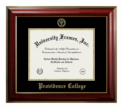 Providence College Diploma Frame in Classic Mahogany with Gold Trim with Black & Gold Mats for document: 8 1/2"h x 11"w  