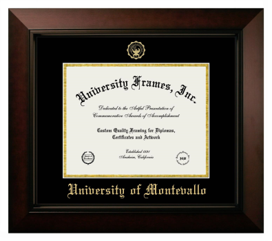 University of Montevallo Diploma Frame in Legacy Black Cherry with Black & Gold Mats for DOCUMENT: 8 1/2"H X 11"W  