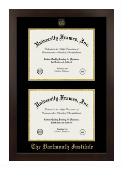 The Dartmouth Institute Double Degree (Stacked) Frame in Manhattan Espresso with Black & Gold Mats for document: 8 1/2"h x 11"w  , document: 8 1/2"h x 11"w  