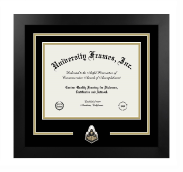 Purdue University College of Health and Human Sciences Logo Mat Frame in Manhattan Black with Black & Tan Mats for document: 8 1/2"h x 11"w  