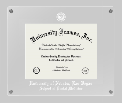 University of Nevada Las Vegas School of Dental Medicine Lucent Clear-over-Clear Frame in Lucent Clear Moulding with Lucent Clear Mat for document: 8 1/2"h x 11"w  
