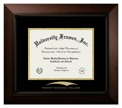 Trident Technical College Diploma Frame in Legacy Black Cherry with Black & Gold Mats for DOCUMENT: 8 1/2"H X 11"W  