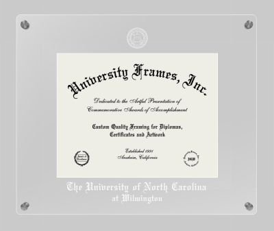University of North Carolina at Wilmington Lucent Clear-over-Clear Frame in Lucent Clear Moulding with Lucent Clear Mat for DOCUMENT: 8 1/2"H X 11"W  