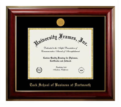 Tuck School of Business at Dartmouth Diploma Frame in Classic Mahogany with Gold Trim with Black & Gold Mats for document: 8 1/2"h x 11"w  