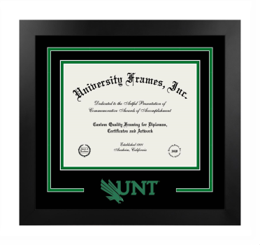 Logo Mat Frame in Manhattan Black with Black & Kelly Green Mats for DOCUMENT: 8 1/2"H X 11"W  