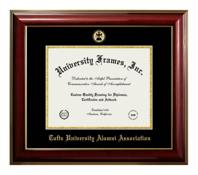 Tufts University Alumni Association Diploma Frame in Classic Mahogany with Gold Trim with Black & Gold Mats for DOCUMENT: 8 1/2"H X 11"W  