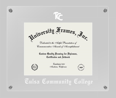 Tulsa Community College Lucent Clear-over-Clear Frame in Lucent Clear Moulding with Lucent Clear Mat for document: 8 1/2"h x 11"w  