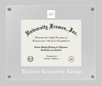 Richland Community College Lucent Clear-over-Clear Frame in Lucent Clear Moulding with Lucent Clear Mat for document: 8 1/2"h x 11"w  