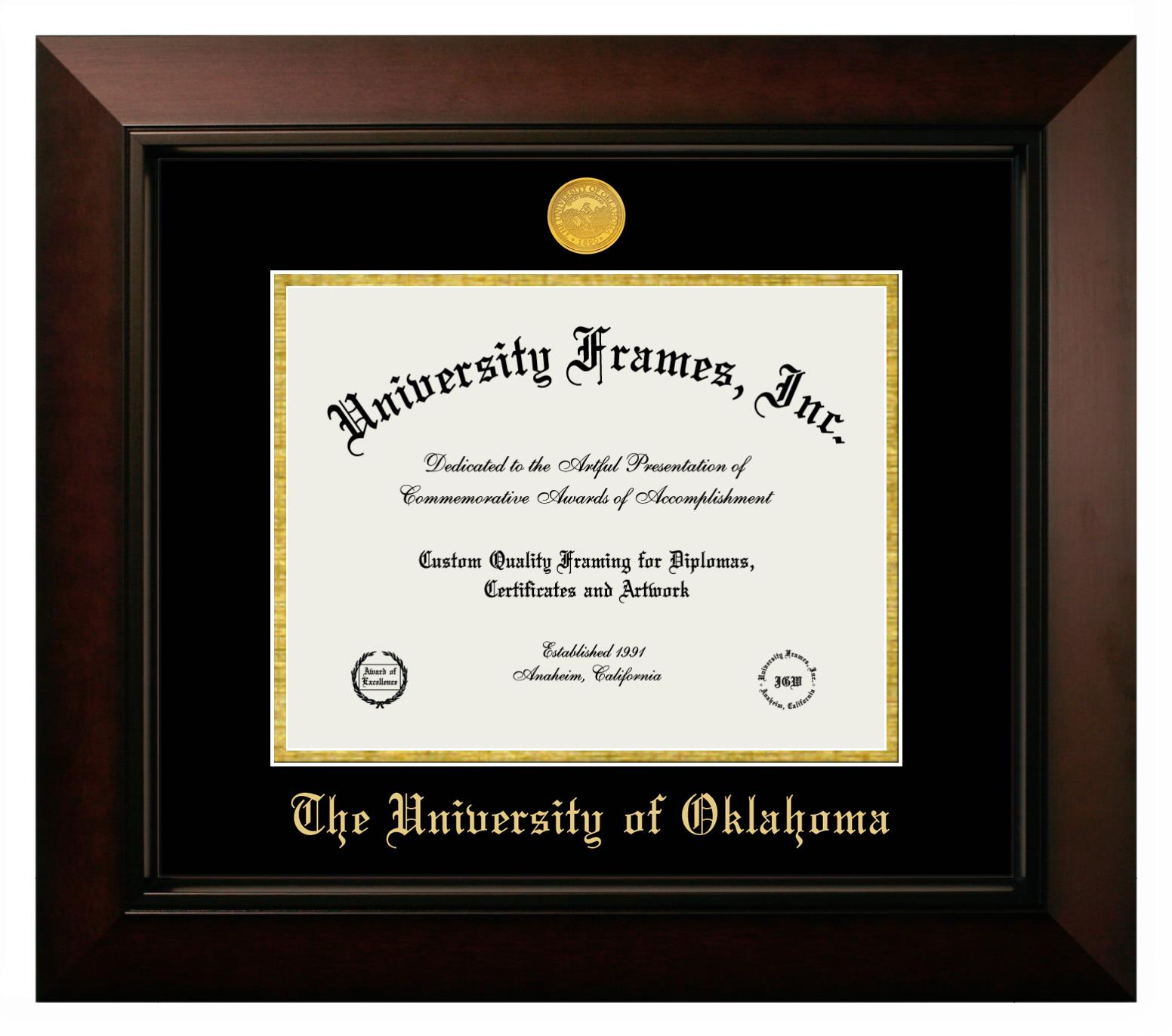 University of Oklahoma Diploma with 5 x 7 Portrait Frame in Classic