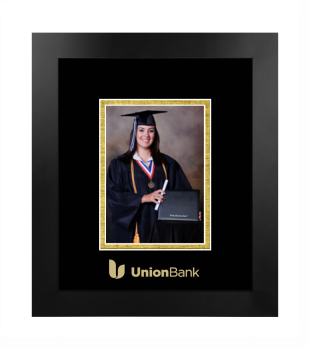Union Bank 5 x 7 Portrait Frame in Manhattan Black with Black & Gold Mats