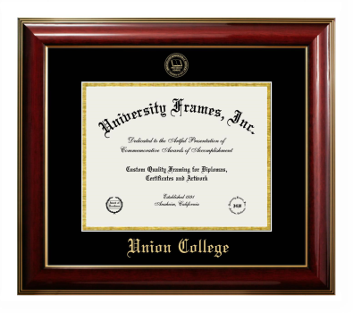 Union College (Kentucky) Diploma Frame in Classic Mahogany with Gold Trim with Black & Gold Mats for document: 8 1/2"h x 11"w  