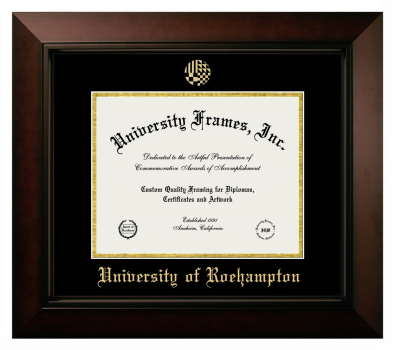 University of Roehampton Diploma Frame in Legacy Black Cherry with Black & Gold Mats for document: 8 1/2"h x 11"w  