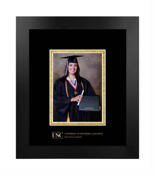 University of Southern California Department of Linguistics 5 x 7 Portrait Frame in Manhattan Black with Black & Gold Mats