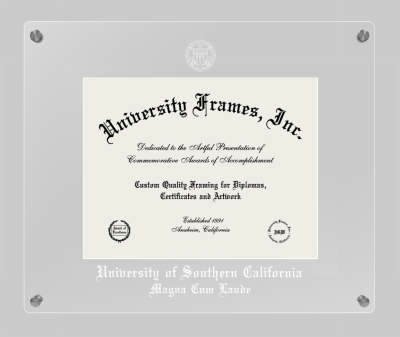 University of Southern California Magna Cum Laude Lucent Clear-over-Clear Frame in Lucent Clear Moulding with Lucent Clear Mat for document: 8 1/2"h x 11"w  