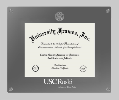University of Southern California Roski School of Fine Arts Lucent Clear-over-Smoke Frame in Lucent Smoke Moulding with Lucent Smoke Mat for document: 8 1/2"h x 11"w  
