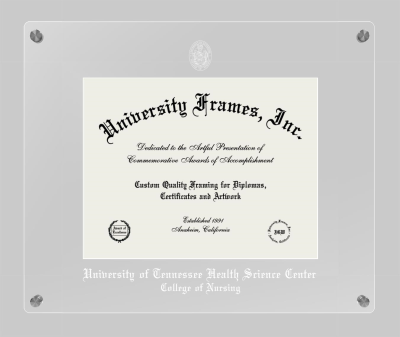 University of Tennessee Health Science Center College of Nursing Lucent Clear-over-Clear Frame in Lucent Clear Moulding with Lucent Clear Mat for document: 8 1/2"h x 11"w  