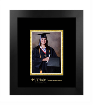 University of Texas Health Science Center at Houston School of Public Health 5 x 7 Portrait Frame in Manhattan Black with Black & Gold Mats
