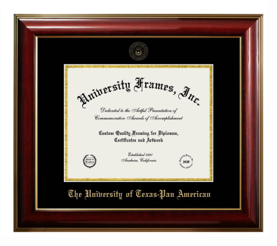 University of Texas-Pan American Diploma Frame in Classic Mahogany with Gold Trim with Black & Gold Mats for document: 8 1/2"h x 11"w  