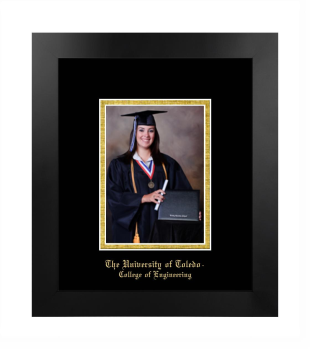 University of Toledo College of Engineering 5 x 7 Portrait Frame in Manhattan Black with Black & Gold Mats