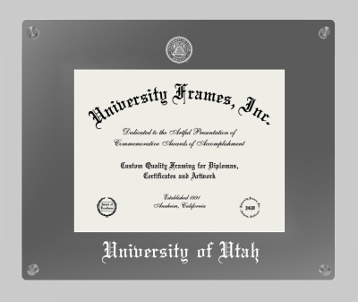 University of Utah Lucent Clear-over-Smoke Frame in Lucent Smoke Moulding with Lucent Smoke Mat for DOCUMENT: 8 1/2"H X 11"W  