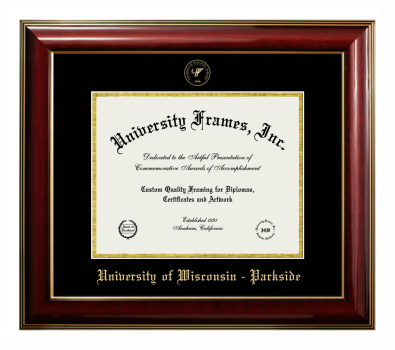 University of Wisconsin - Parkside Diploma Frame in Classic Mahogany with Gold Trim with Black & Gold Mats for document: 8 1/2"h x 11"w  