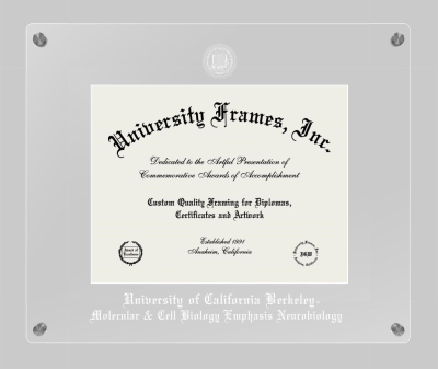 University of California Berkeley Molecular & Cell Biology Emphasis Neurobiology Lucent Clear-over-Clear Frame in Lucent Clear Moulding with Lucent Clear Mat for document: 8 1/2"h x 11"w  