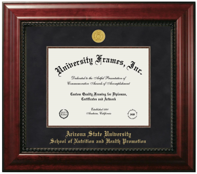 Arizona State University School of Nutrition and Health Promotion Diploma Frame in Executive with Mahogany Fillet with Black Mat for DOCUMENT: 8 1/2"H X 11"W  