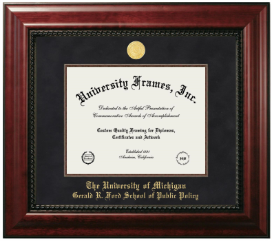 University of Michigan Gerald R. Ford School of Public Policy Diploma Frame in Executive with Mahogany Fillet with Black Mat for DOCUMENT: 8 1/2"H X 11"W  