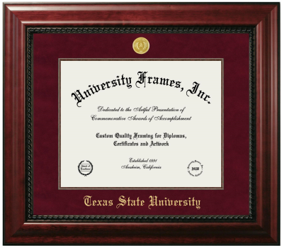 Diploma Frame in Executive with Mahogany Fillet with Maroon Suede Mat for DOCUMENT: 11"H X 14"W  