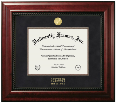 Southern Careers Institute Diploma Frame in Executive with Mahogany Fillet with Black Suede Mat for document: 8 1/2"h x 11"w  