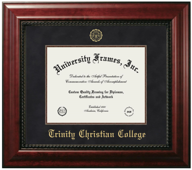 Trinity Christian College Diploma Frame in Executive with Mahogany Fillet with Black Suede Mat for DOCUMENT: 8 1/2"H X 11"W  