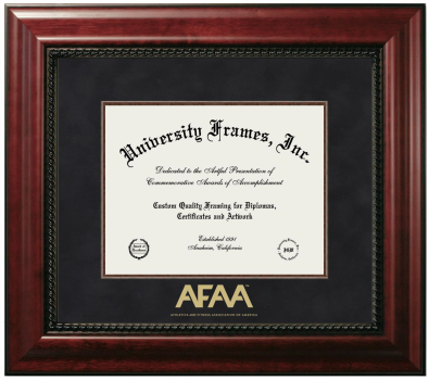 Athletics and Fitness Association of America Diploma Frame in Executive with Mahogany Fillet with Black Suede Mat for DOCUMENT: 8 1/2"H X 11"W  
