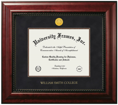 William Smith College Diploma Frame in Executive with Mahogany Fillet with Black Suede Mat for DOCUMENT: 8 1/2"H X 11"W  
