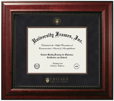 University of Chicago The Law School Diploma Frame in Executive with Mahogany Fillet with Black Suede Mat for document: 8 1/2"h x 11"w  