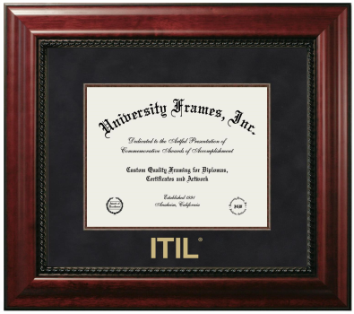 ITIL Diploma Frame in Executive with Mahogany Fillet with Black Suede Mat for DOCUMENT: 8 1/2"H X 11"W  