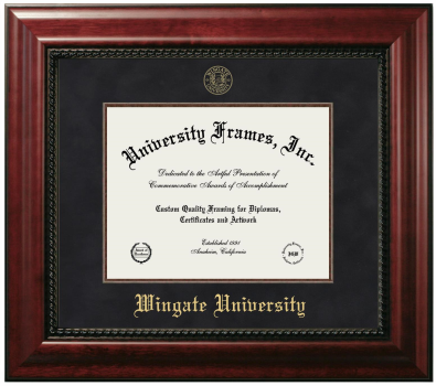 Wingate University Diploma Frame in Executive with Mahogany Fillet with Black Suede Mat for DOCUMENT: 8 1/2"H X 11"W  