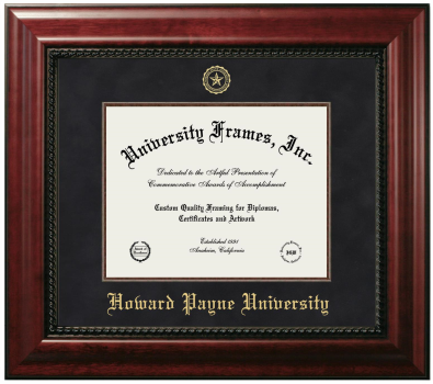 Howard Payne University Diploma Frame in Executive with Mahogany Fillet with Black Suede Mat for DOCUMENT: 8 1/2"H X 11"W  