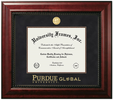 Purdue University Global Diploma Frame in Executive with Mahogany Fillet with Black Mat for DOCUMENT: 8 1/2"H X 11"W  