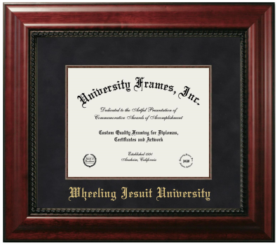 Wheeling Jesuit University Diploma Frame in Executive with Mahogany Fillet with Black Suede Mat for DOCUMENT: 8 1/2"H X 11"W  