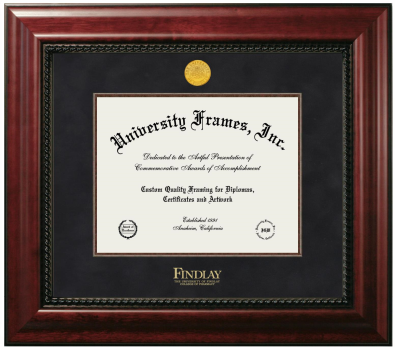 University of Findlay College of Pharmacy Diploma Frame in Executive with Mahogany Fillet with Black Suede Mat for DOCUMENT: 8 1/2"H X 11"W  