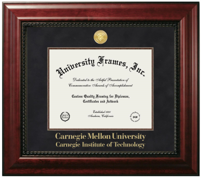 Carnegie Mellon University Carnegie Institute of Technology Diploma Frame in Executive with Mahogany Fillet with Black Suede Mat for DOCUMENT: 8 1/2"H X 11"W  