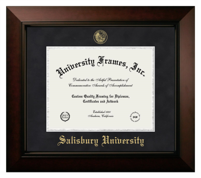 Salisbury University Diploma Frame in Legacy Black Cherry with Black & Silver Mats for DOCUMENT: 8 1/2"H X 11"W  