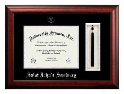 Diploma with Tassel Box Frame in Satin Mahogany with Black & Silver Mats