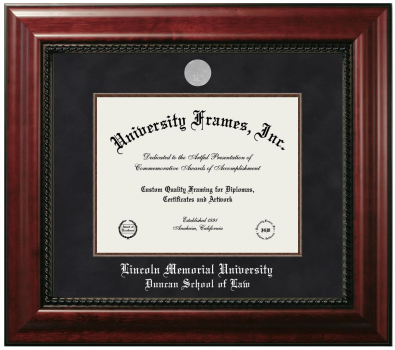 Lincoln Memorial University Duncan School of Law Diploma Frame in Executive with Mahogany Fillet with Black Suede Mat for DOCUMENT: 8 1/2"H X 11"W  