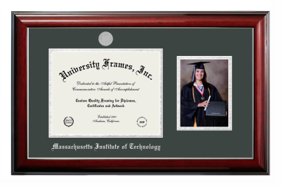 Massachusetts Institute of Technology Diploma with 5 x 7 Portrait Frame in Classic Mahogany with Silver Trim with Black & Silver Mats for DOCUMENT: 8 1/2"H X 11"W  