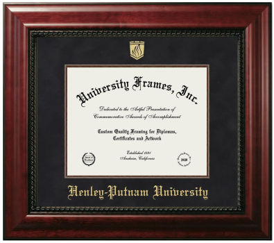 Henley-Putnam University Diploma Frame in Executive with Mahogany Fillet with Black Suede Mat for DOCUMENT: 8 1/2"H X 11"W  