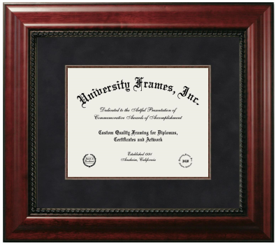 Minot State University-Minot Diploma Frame in Executive with Mahogany Fillet with Black Suede Mat for document: 8 1/2"h x 11"w  