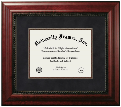 Minot State University-Minot Diploma Frame in Executive with Mahogany Fillet with Black Suede Mat for DOCUMENT: 8 1/2"H X 11"W  